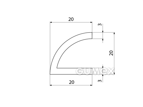 Silikónový profil tvaru "L", 20x20/3mm, 60°ShA, -60°C/+180°C, transparentný